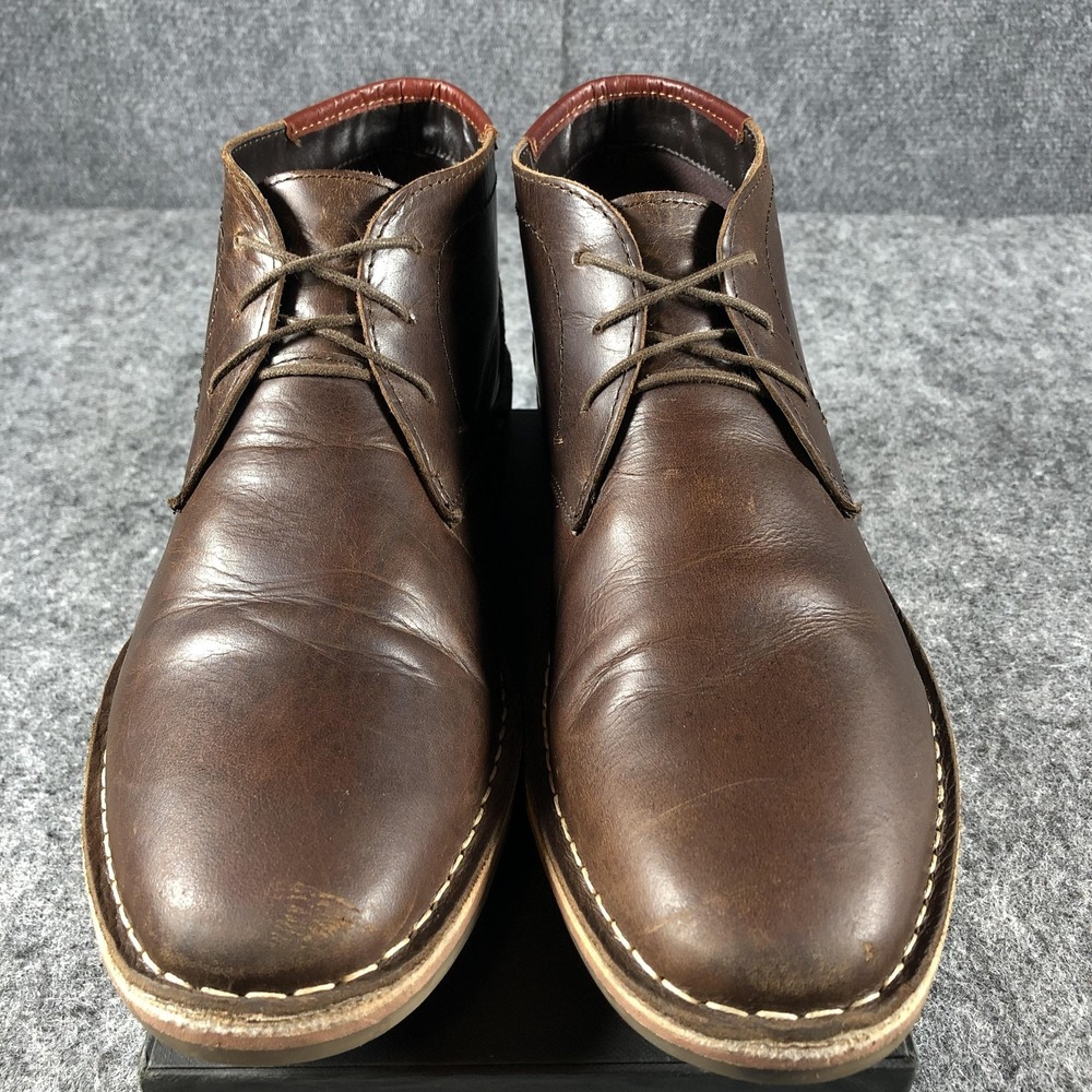 Steve Madden Boots Mens Size 10 Dark Brown Leather Heston Chukka Lace Up 983 - Picture 4 of 16